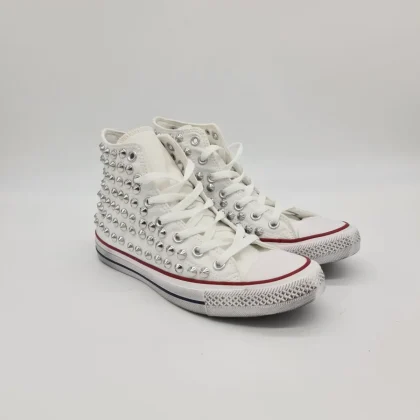 Converse All Star sneakers donna bianca con borchie