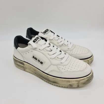 Back 70 sneakers uomo bianca talloncini nero fondo effetto vintage
