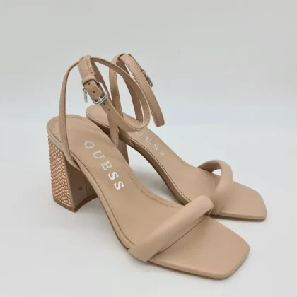 Guess sandalo nude tacco grande con strass cm 9