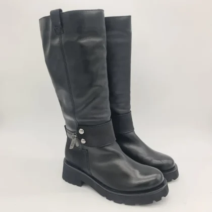 Felmini stivale 3/4 donna tipo biker pelle nero
