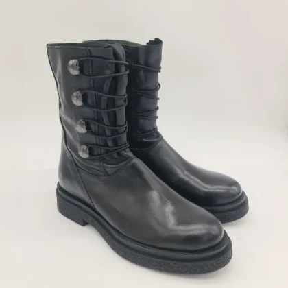 Felmini biker donna pelle nera con gancetti
