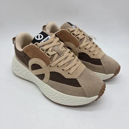 No Name sneakers donna in velluto marrone e beige