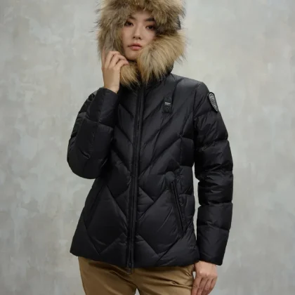 Blauer Donna piumino a linee geometriche Alicia nero