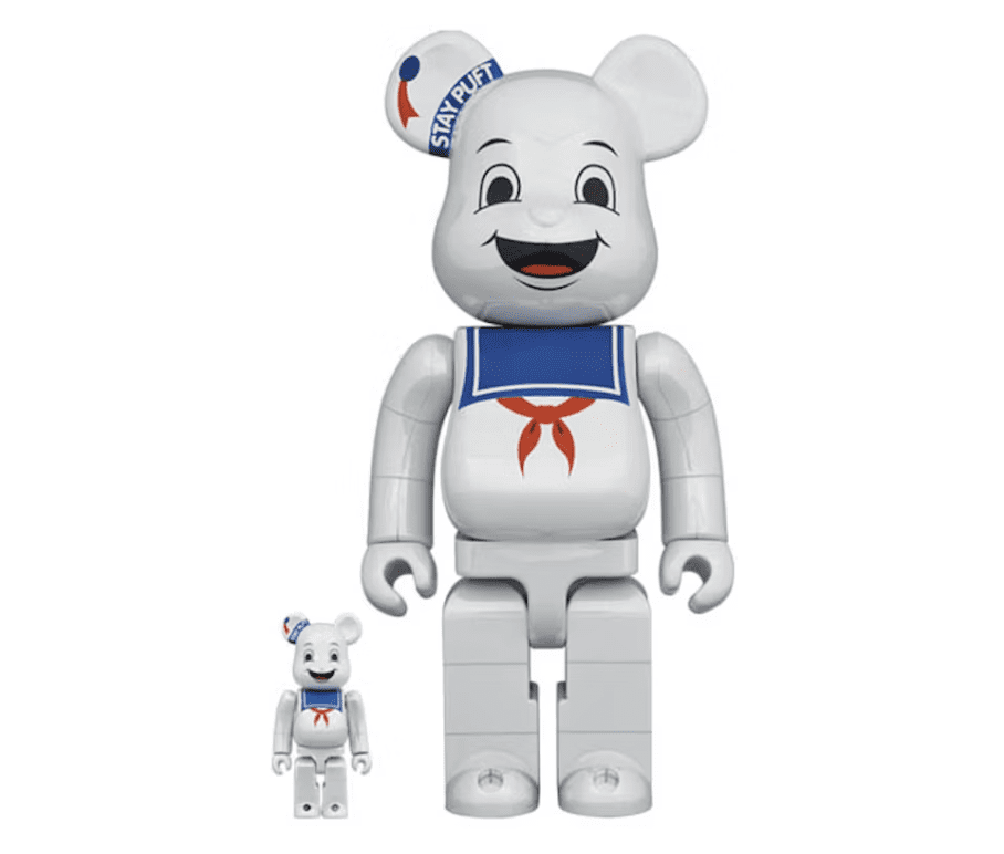 BEARBRICK 100% 400% GHOSTBUSTERS STAY PUFT MARSHMALLOW MAN WHITE CHROME - immagine 2