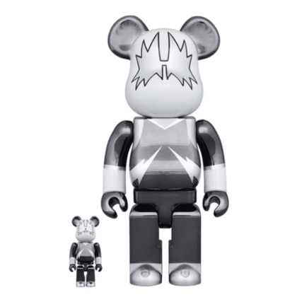 BEARBRICK 100% 400% KISS THE SPACEMAN CHROME